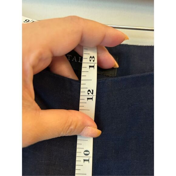 Talbots Women's 100% Linen Wide-Leg Pants sz 10 high-rise career nautical quiet - Picture 7 of 9
